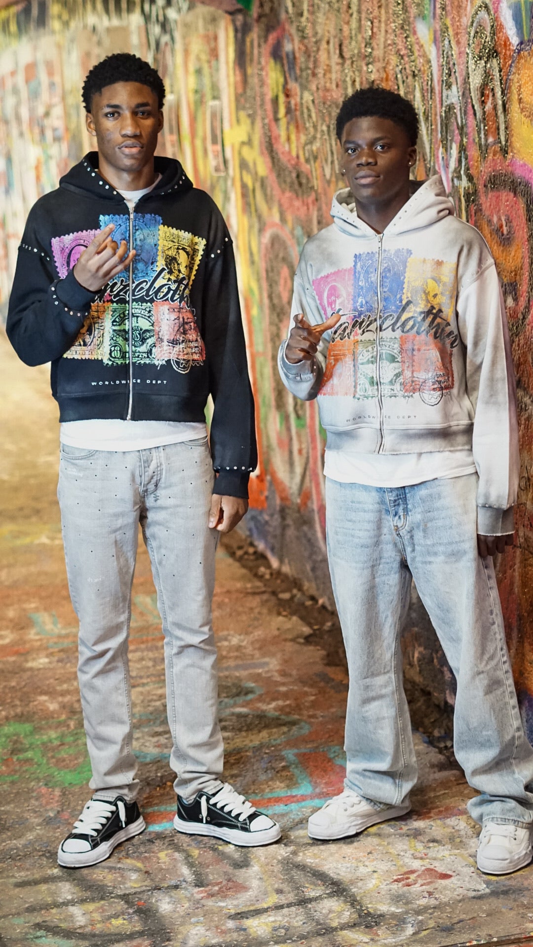 Vintage Stamp zip up Hoodie(Pre order)