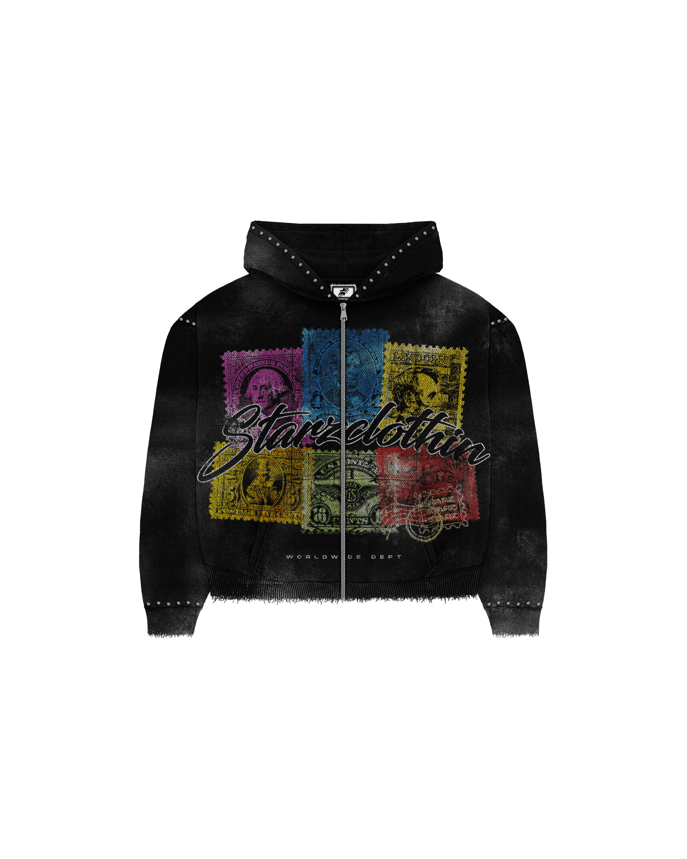 Vintage Stamp zip up Hoodie(Pre order)