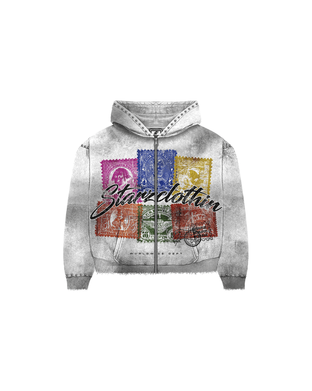 Vintage Stamp zip up Hoodie(Pre order)