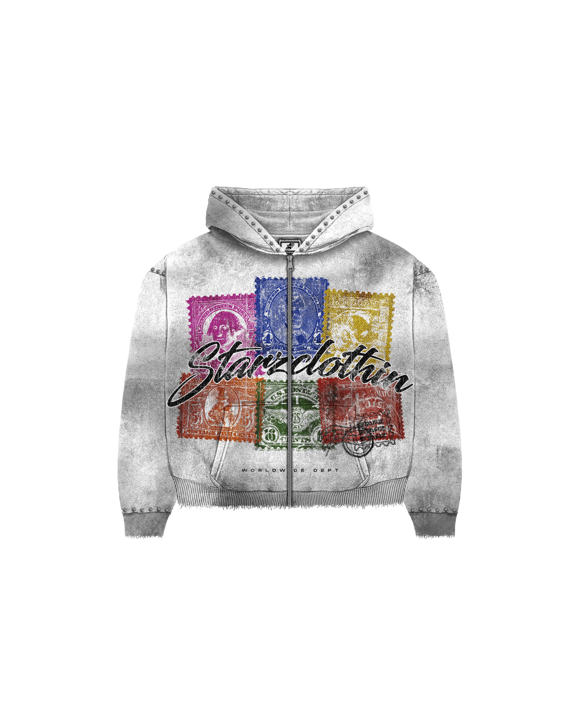 Vintage Stamp zip up Hoodie(Pre order)